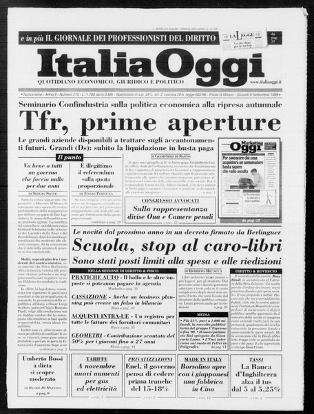 Italia oggi : quotidiano di economia finanza e politica